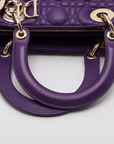 Pre-Loved Lady Dior Handbag Cannage Leather Large with Gold Hardware, Purple