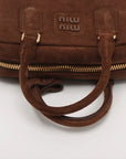 Pre-Loved Arcadie Handbag Suede Small with Gold Hardware, Brown