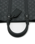 Pre-Loved Sac Plat Tote Monogram Coated Canvas with Silver Hardware, Black
