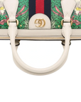 Pre-Loved Ophidia Handbag Floral Print Coated Canvas Small with Gold Hardware, White/Green/Pink