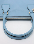 Pre-Loved Interlocking G Charm Tote Leather with Gold Hardware, Light Blue
