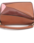 Pre-Loved Puzzle Handbag Colorblock Leather Small with Gold Hardware, Tan, Brown, and Pink