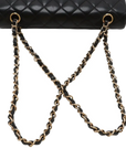 Pre-Loved Classic Double Flap Shoulder Bag Quilted Leather Medium with Gold Hardware, Black
