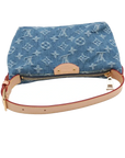Pre-Loved Mini Pleaty Pochette Monogram Denim Mini with Gold Hardware, Blue