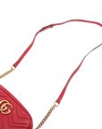 Pre-Loved GG Marmont Matelassé Camera Bag Crossbody Bag Quilted Leather Small with Aged Gold Hardware, Red