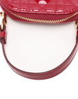 Pre-Loved Lady Dior Phone Holder Crossbody Bag Cannage Patent Leather Mini with Gold Hardware, Red