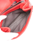 Pre-Loved Intrecciato Clutch Clutch Intrecciato Leather with Silver Hardware, Coral Red