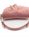 Pre-Loved Saddle Shoulder Bag Suede Mini with Gold Hardware, Pink