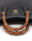 Pre-Loved Diana Bamboo Tote Leather Small with Gold Hardware, Black