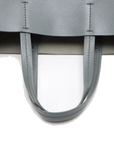 Pre-Loved Cabas Tote Leather Small with Gold Hardware, Gray and Blue
