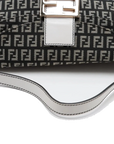 Pre-Loved Mamma Baguette Shoulder Bag Zucchino Coated Canvas with Gold Hardware, Black and Grey