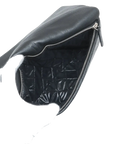 Pre-Loved Quilted Fold-Over Clutch Clutch Quilted Leather with Silver Hardware, Black