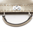 Pre-Loved Peekaboo Handbag Leather Mini with Silver Hardware, Gold