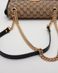 Pre-Loved GG Marmont Shoulder Bag Monogram Coated Canvas Small with Gold Hardware, Beige Ebony