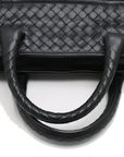 Pre-Loved Intrecciato Business Bag Briefcase Intrecciato Leather with Gunmetal Hardware, Black