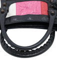 Pre-Loved Classic City Handbag Striped Leather Small with Aged Bronze Hardware, Black, White, Pink, Red