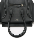 Pre-Loved Luggage Tote Leather Micro with Gold Hardware, Black