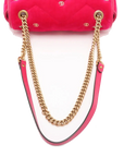 Pre-Loved GG Marmont Shoulder Bag Quilted Velvet Small with Aged Gold Hardware, Pink