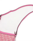 Pre-Loved GG-P Half-Moon Shoulder Bag Monogram Coated Canvas Small with Silver Hardware, Pink