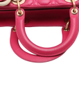 Pre-Loved Lady Dior Handbag Cannage Leather Large with Gold Hardware, Pink