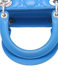 Pre-Loved Lady Dior Handbag Quilted Leather Medium with Silver Hardware, Blue