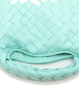 Pre-Loved Hop Handbag Intrecciato Leather Mini with Gold Hardware, Aqua Green