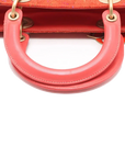 Pre-Loved Lady Dior Handbag Cannage Tweed Large with Gold Hardware, Red