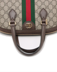 Pre-Loved Ophidia Handbag Monogram Coated Canvas Medium with Gold Hardware, Beige/Ebony