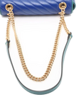 Pre-Loved GG Marmont Shoulder Bag Quilted Leather Small with Gold Hardware, Blue