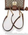 Pre-Loved Padlock Tote Monogram Coated Canvas Small with Gold Hardware, Beige Ebony