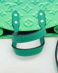 Pre-Loved Sac Plat Tote Monogram Leather XS with Silver Hardware, Green Blue Gradient