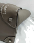 Pre-Loved Luggage Tote Leather Mini with Silver Hardware, Taupe