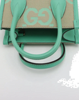 Pre-Loved Jumbo GG Mini Tote Tote Monogram Coated Canvas Mini with Gold Hardware, Beige and Green