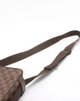 Pre-Loved Olav Crossbody Bag Damier Coated Canvas PM with Gold Hardware, Brown