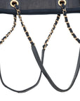 Pre-Loved Deauville Tote Denim Small with Gold Hardware, Navy Blue