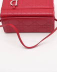 Pre-Loved Lady Dior Vanity Handbag Cannage Leather Mini with Silver Hardware, Red