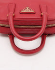 Pre-Loved Saffiano Mini Bauletto Handbag Leather Mini with Gold Hardware, Red