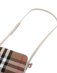 Pre-Loved Check Camera Bag Crossbody Bag Check Canvas Small with Gold Hardware, Beige Check / Cream