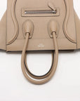 Pre-Loved Luggage Tote Leather Micro with Silver Hardware, Beige