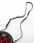 Pre-Loved Ophidia Round Mini Crossbody Bag Monogram Velvet Mini with Aged Gold Hardware, Red and Black