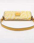 Pre-Loved Baguette Shoulder Bag FF Vertigo Coated Canvas with Gold Hardware, Yellow and White