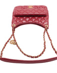 Pre-Loved Quilted Hobo Shoulder Bag Quilted Patent Leather with Aged Gold Hardware, Red