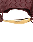 Pre-Loved Sardine Crossbody Bag Intrecciato Leather Mini with Gold Hardware, Burgundy
