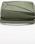 Pre-Loved Puzzle Handbag Leather Small with Silver Hardware, Green