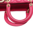 Pre-Loved Lady Dior Handbag Cannage Leather Large with Gold Hardware, Pink