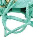 Pre-Loved Andiamo Handbag Intrecciato Leather Mini with Gold Hardware, Mint Green