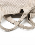 Pre-Loved Campana Shoulder Bag Intrecciato Leather with Gunmetal Hardware, Beige