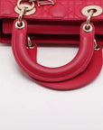 Pre-Loved Lady Dior Handbag Cannage Leather Medium with Gold Hardware, Pink