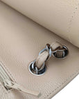 Pre-Loved Classic Double Flap Shoulder Bag Quilted Leather Jumbo with Silver Hardware, Beige
