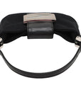 Pre-Loved Mini Mamma Baguette Shoulder Bag Canvas Plain Mini with Silver Hardware, Black